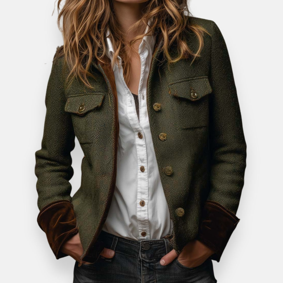 Corrie | Tweed Jacket with Velvet Details